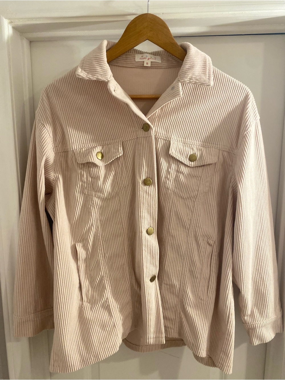 Sweet Generis Cream Ribbed Corduroy Shacket Jacket Size Small